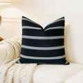Slow Cow Decorative Textured Woven Stripe Throw Pillow Cover Modern Country Design Cushion Cover Pillow Cover 18 x18 Inches Black Mixed…
