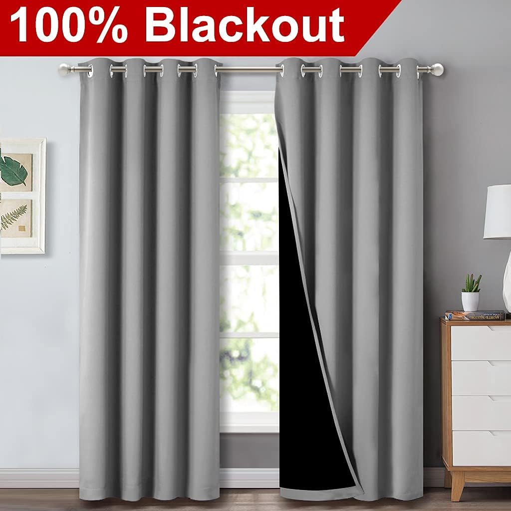 Nicetown Full Shade Curtain Panels, Pair of Energy Smart & Noise Blocking Out Blackout Drapes for Dining Room Window, Thermal Insulated Gue…