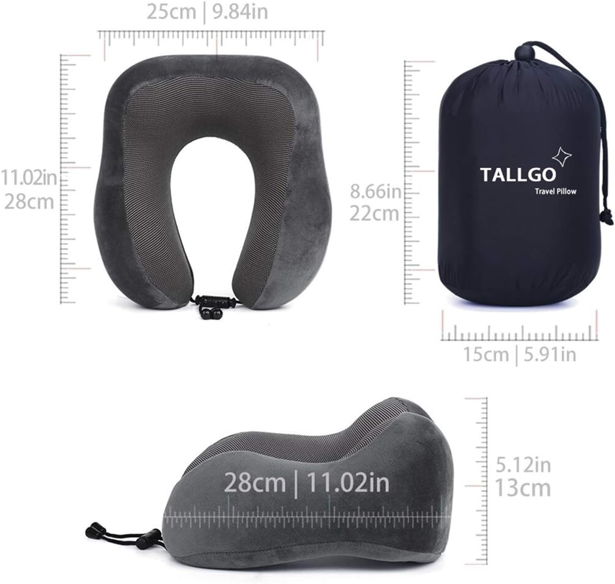 TALLGONeckPillowAlwaysHere TALLGO Travel Pillow, Memory Foam Neck Pillow Head Support Soft Pillow for Sleeping Rest, Airplane Car & Home Us…