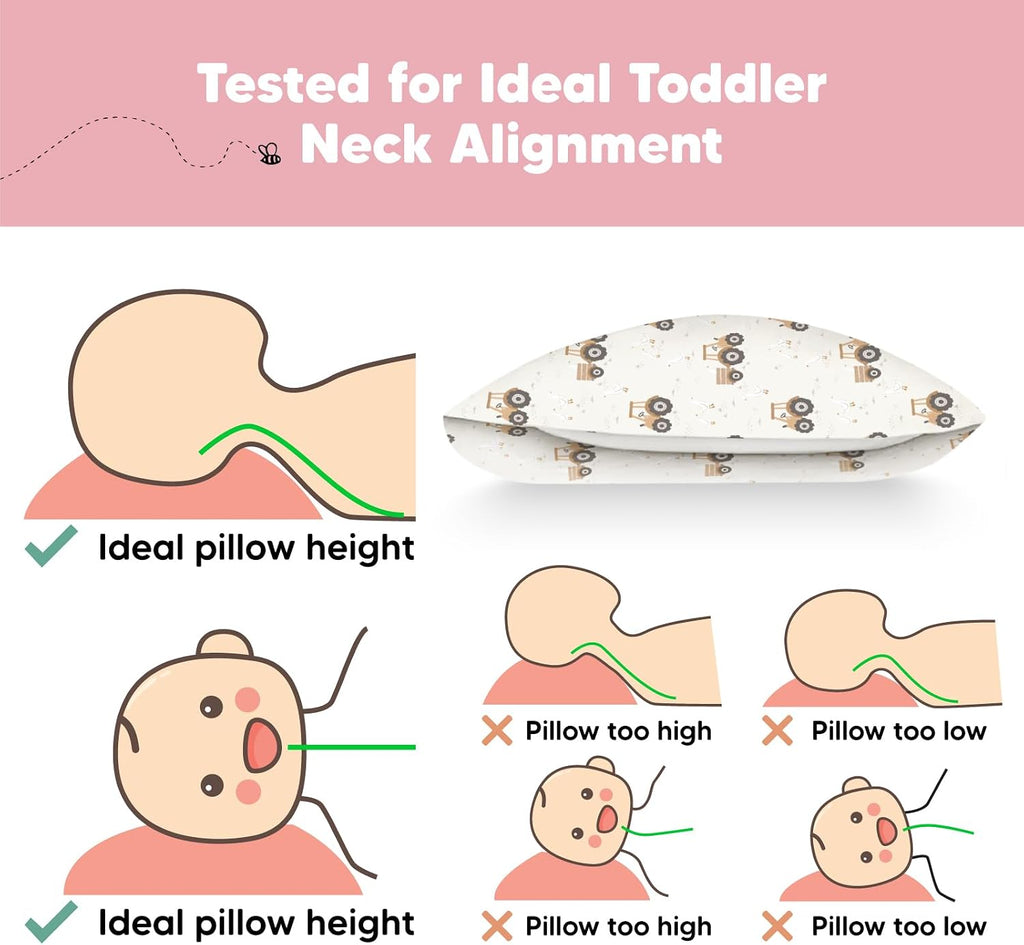 Toddler Pillow with Pillowcase - 13x18 My Little Dreamy Kids Travel Bed Pillows for Sleeping, Organic Cotton Small Pillowcase, Soft &…