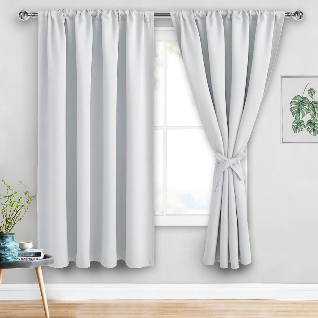 Jiuzhen Blackout Curtains for Bedroom - 60 Inch Wide Thermal Insulated Room Darkening Privacy Soundproof Curtains for Living Room, Set of 2…
