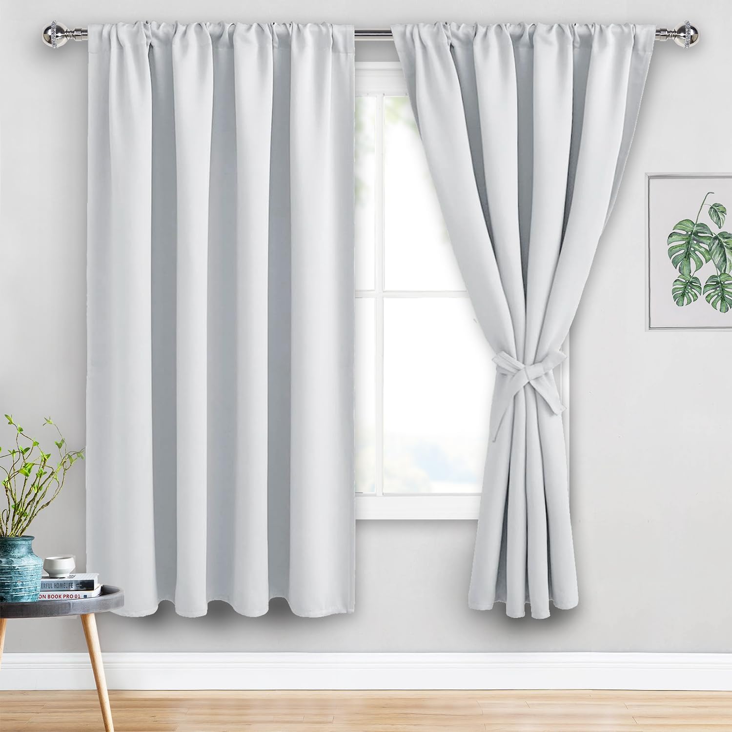 Jiuzhen Blackout Curtains for Bedroom - 60 Inch Wide Thermal Insulated Room Darkening Privacy Soundproof Curtains for Living Room, Set of 2…