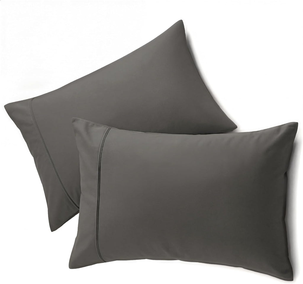 Queensbay Queen Pillow Cases Set of 2, Microfiber Cooling Pillowcases, Soft Breathable Envelope Closure Pillow Covers, Wrinkle Free Easy Ca…