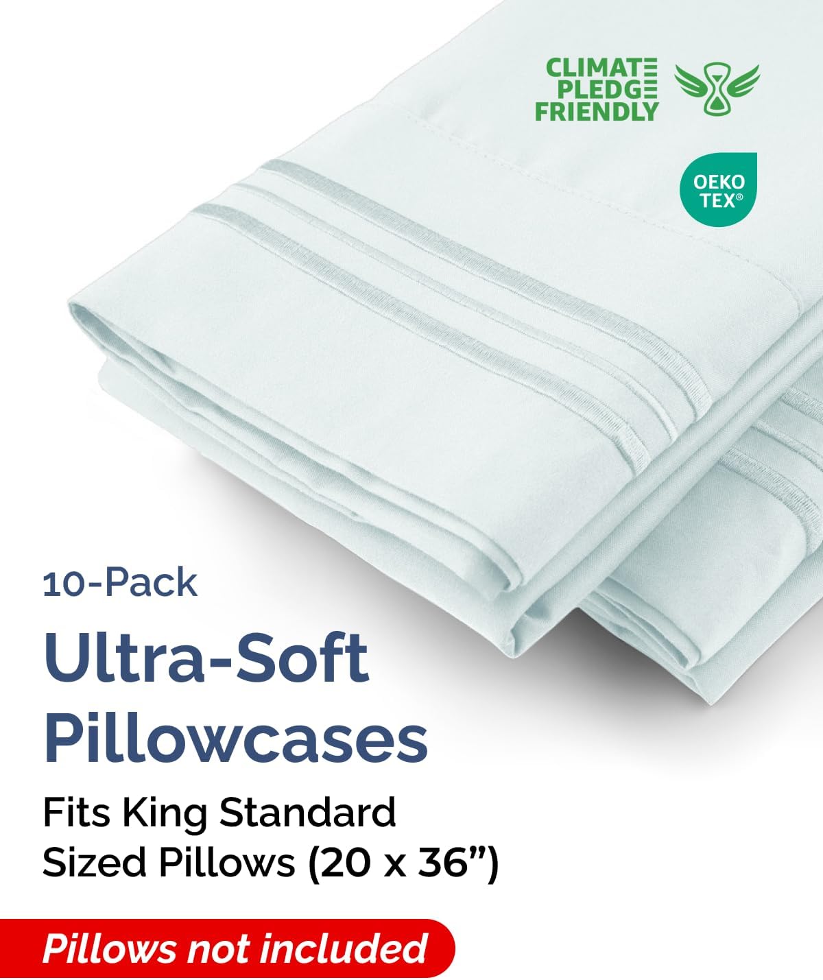 King Standard Pillow Cases Set of 10 - Ultra Soft Hotel Quality Pillowcase Covers - Comfy & Wrinkle Free - Shrink & Fade Resistant…