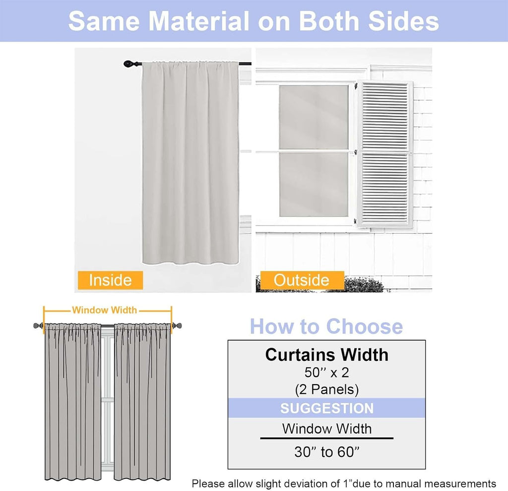 Simplebrand Ava Natural Blackout Curtains for Bedroom 96 Inches Long 2 Panels, Solid Thermal Insulated, Energy Saving Living Room Window Tr…