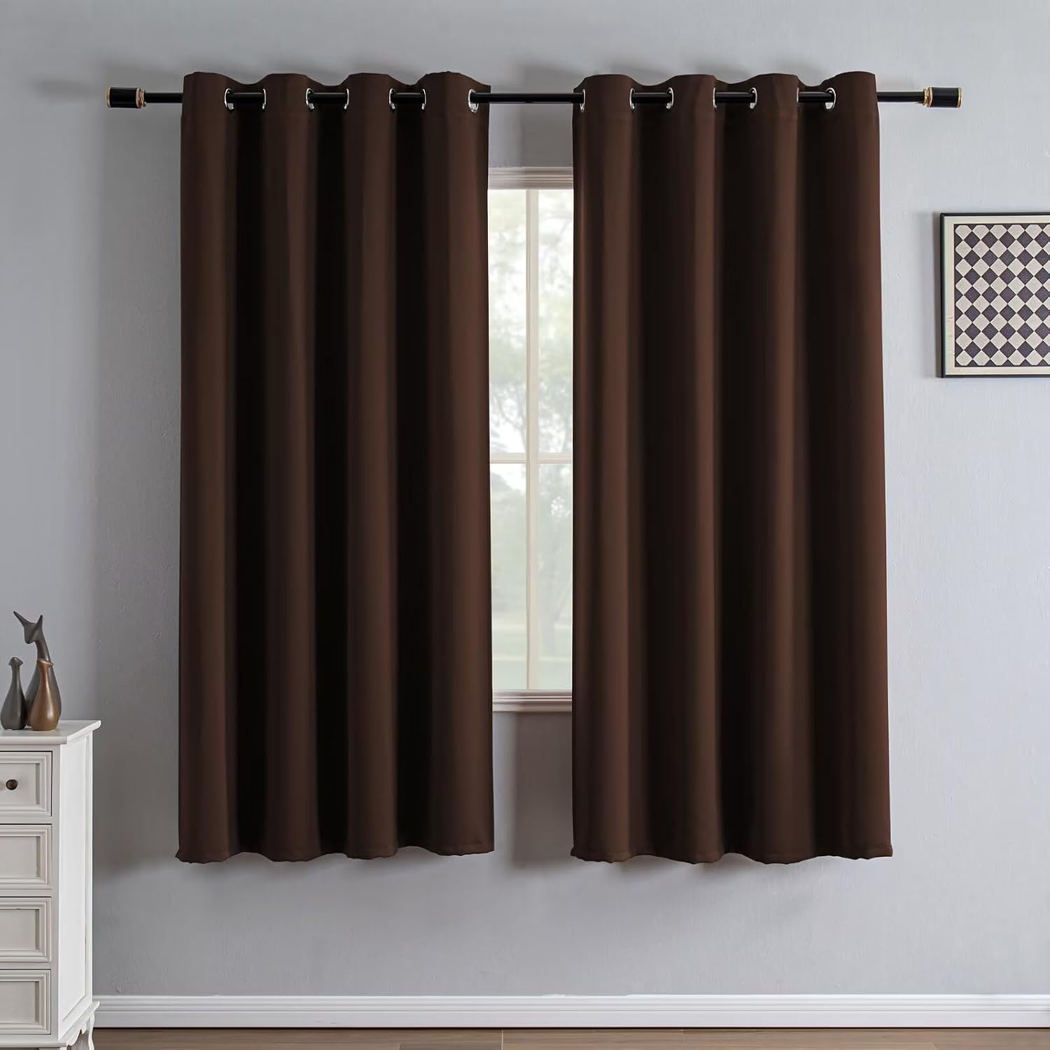 Igemaeve Blackout Curtains 72 Inch Length 2 Panels Set, Black Out Curtains for Bedroom 72 Inch Long, Grommet Energy Saving Room Darkening D…