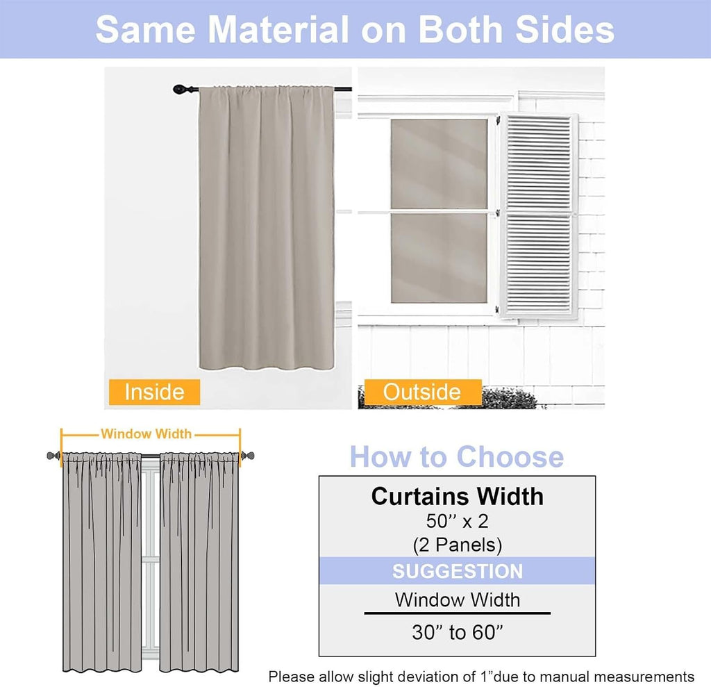 Simplebrand Ava Blackout Curtains for Patio 108 Inches Long 2 Panels Set, Solid Thermal Insulated Room Darkening Rod Pocket Window Treatmen…