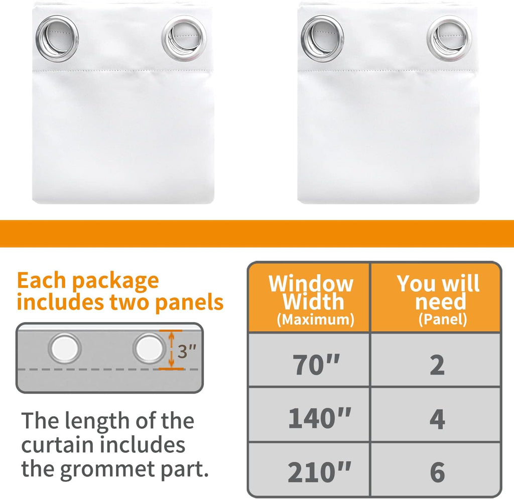 YoungsTex White Curtains 84 Inches Length Grommet Privacy Living Room White Window Drapes Thermal Insulated for Sliding Door Dining Bedroom…