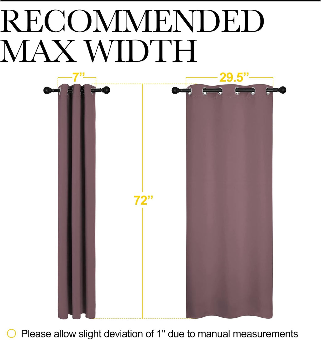 NICETOWN Bedroom Curtain Panels Blackout Draperies, Dry Rose, 1 Pair, 34 by 72-inch, Thermal Insulated Solid Grommet Blackout…
