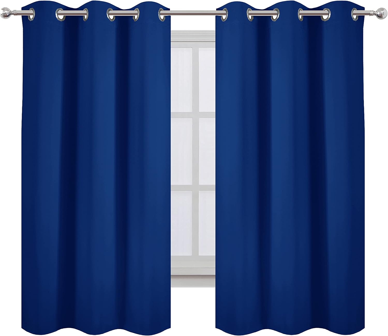 Lemomo Blackout Curtains 38 x 63 inch/Royal Blue Curtains Set of 2 Panels/Thermal Insulated Room Darkening Bedroom Curtains 63 inch Blue
