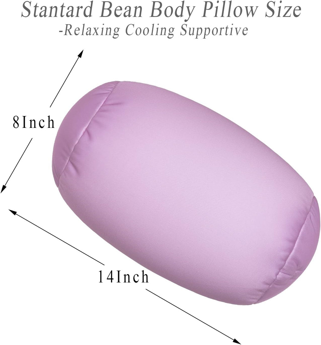 Microbead Neck Body Pillow Tube Microbead Bolster Bean Smooth Cool Pillow Neck Cervical Roll Pillow for Sleeping 7 x 12Inch Throw Travel…