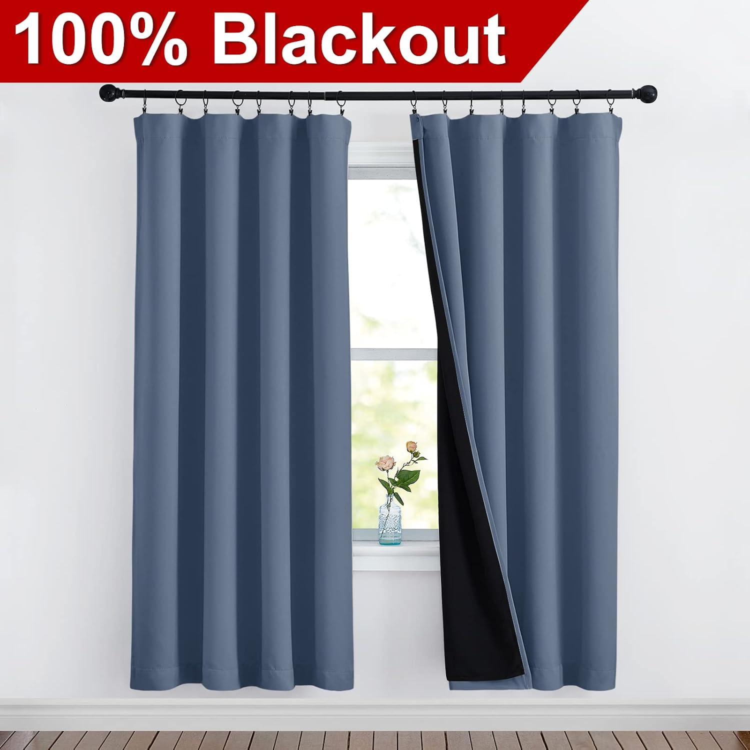 Nicetown Full Shade Curtain Panels 72 inches Long, Pair of Energy Smart & Noise Blocking Out Blackout Drapes for Guest Room Window, Thermal…