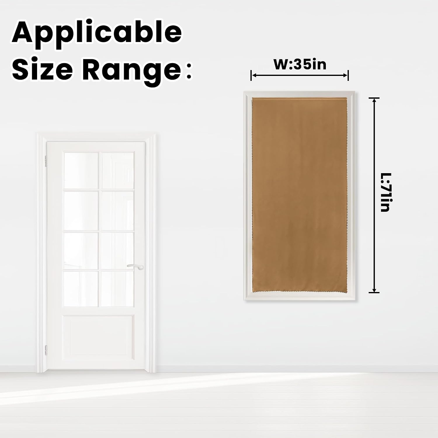 Self Adhesive Curtains, Stick Curtain Blackout Shades Window Cover Curtains for Living Room No Drilling, 35" W X 71" L, Brown, 1 Panel