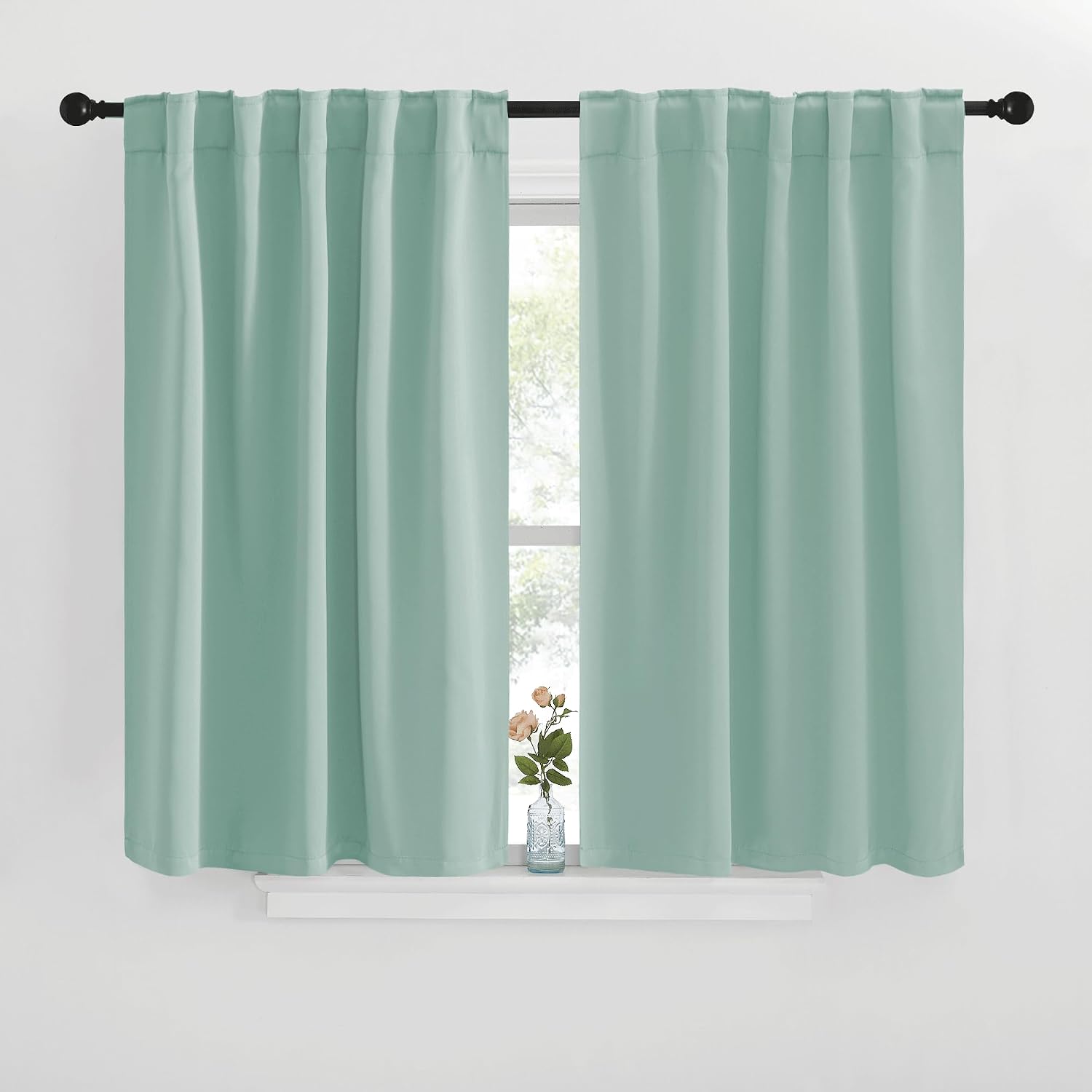 NICETOWN Window Treatment Blackout Curtains and Draperies - (Seafoam Green Color) 42x40 inch, 2 Panels, Room Darkening Blackout Panel…