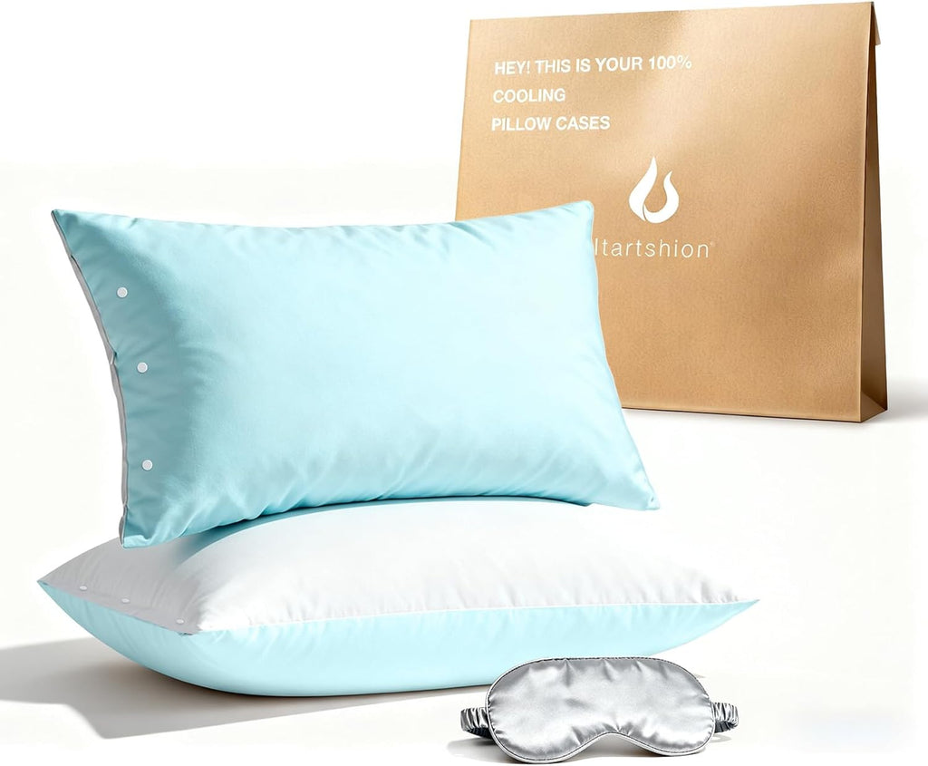 Itartshion Cooling Pillow Cases Queen Size Set of 2, Qmax >=4.5, Cooling Pillowcases for Hot Sleepers, Cool Pillow Covers with Envel…