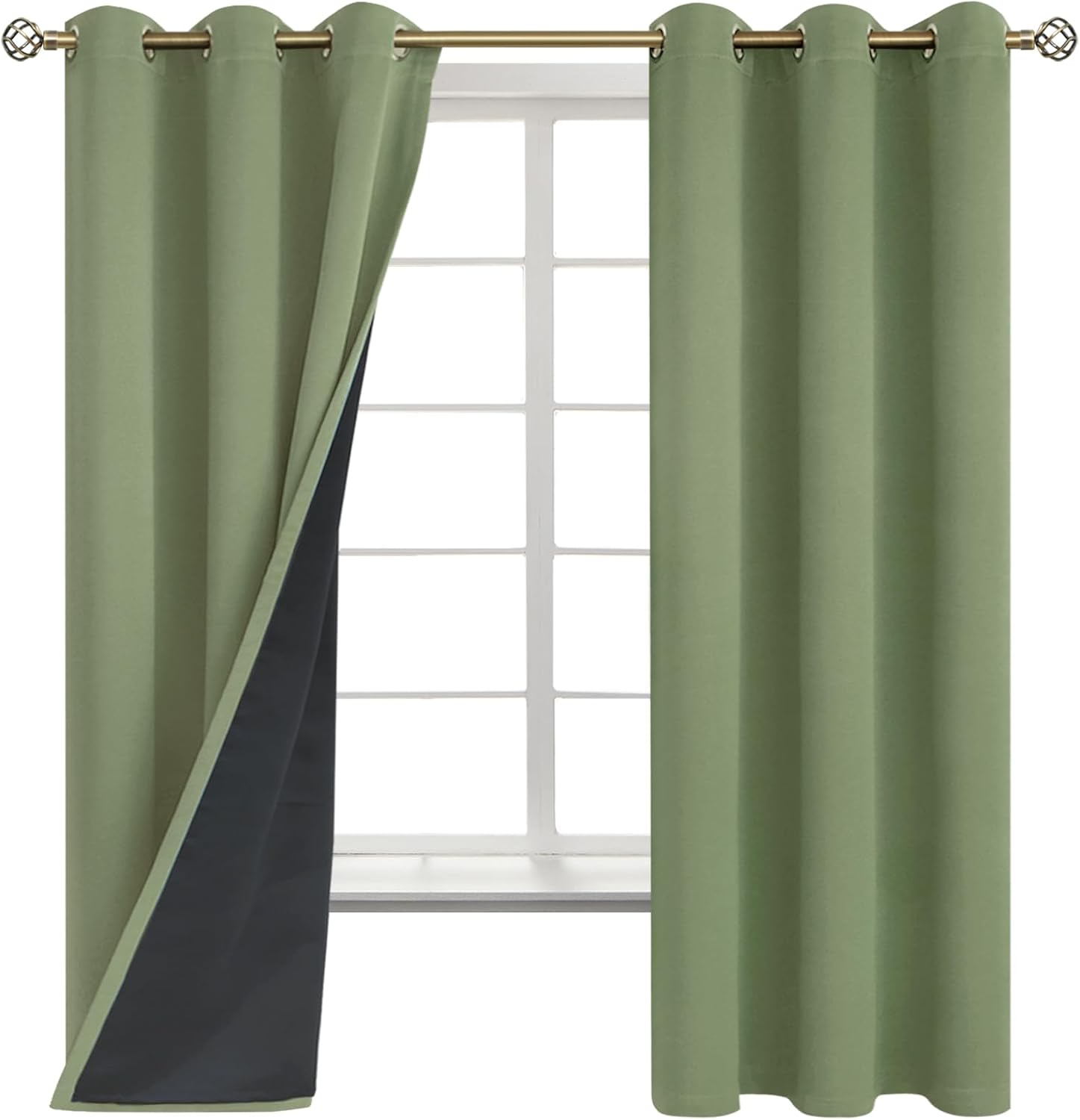 BGment Grass Green Blackout Curtains for Bedroom Spring Curtains for Living Room 63 Inch Length 2 Panels Set, Thermal Insulated Full Room D…