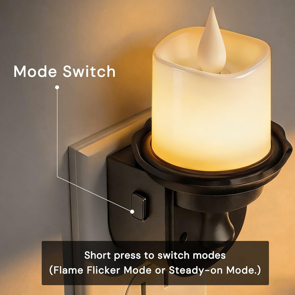 Llohasled L LOHAS LED Flameless Candle Night Light, Flicker Night Lights Plug into Wall 2 Pack, Soft White Candle Nightlight with Light Sen…