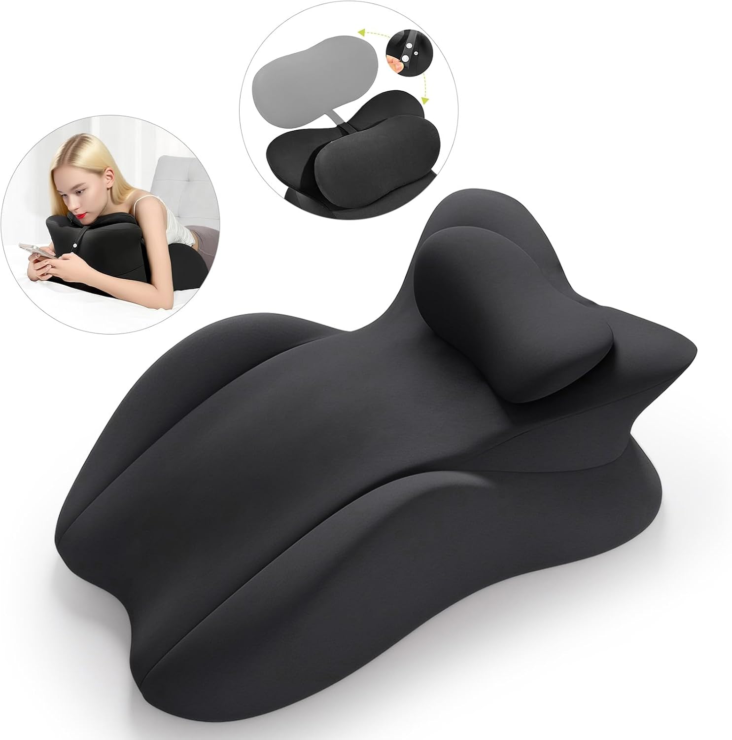 eleELEOPTION ele ELEOPTION Memory Foam Ergonomic Wedge Pillow Prone Reading Pillow for Bed Sofa Stomach Back and Neck Support Sitting Up wi…