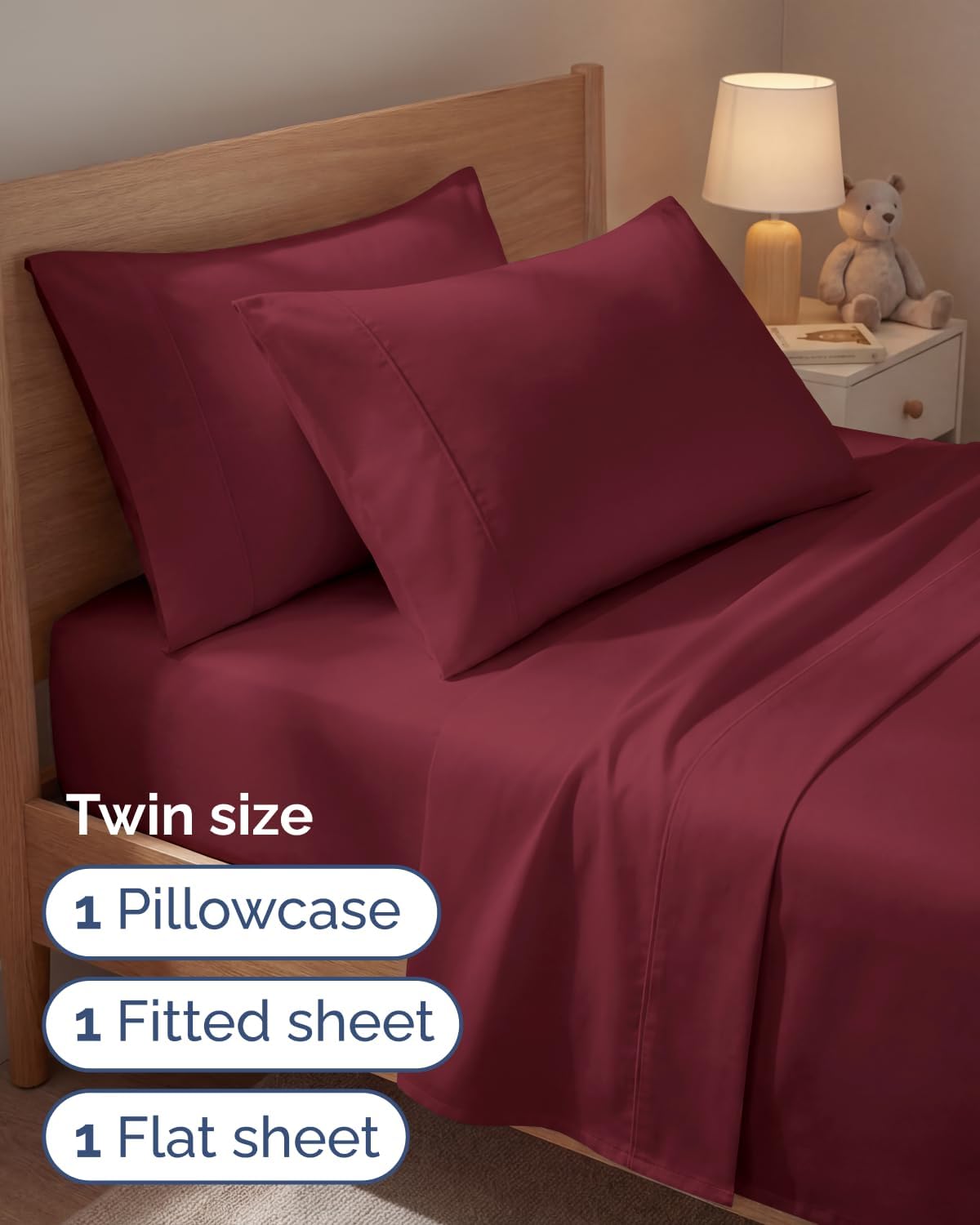 Twin 4 Piece Sheet Set - Comfy, Breathable & Cooling - Hotel Luxury Bedding for Women, Men, Kids, Teens and Children - 1 Flat & 1 Fitted…