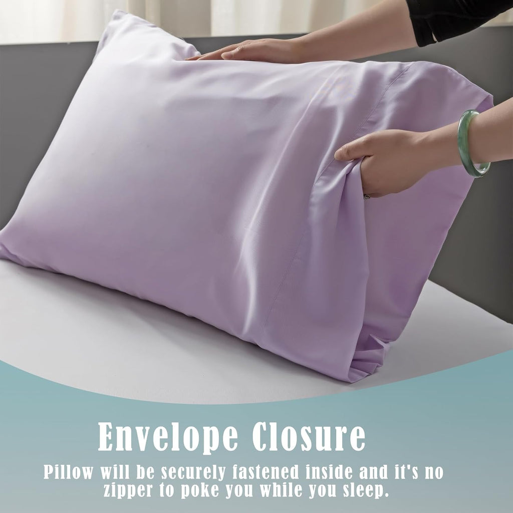 TELUS Pillow Cases King Size 2 Pack, Bamboo Rayon & Lyocell Pillowcase with Envelope Closure, Cooling Breathable Pillow Cover for Hot…