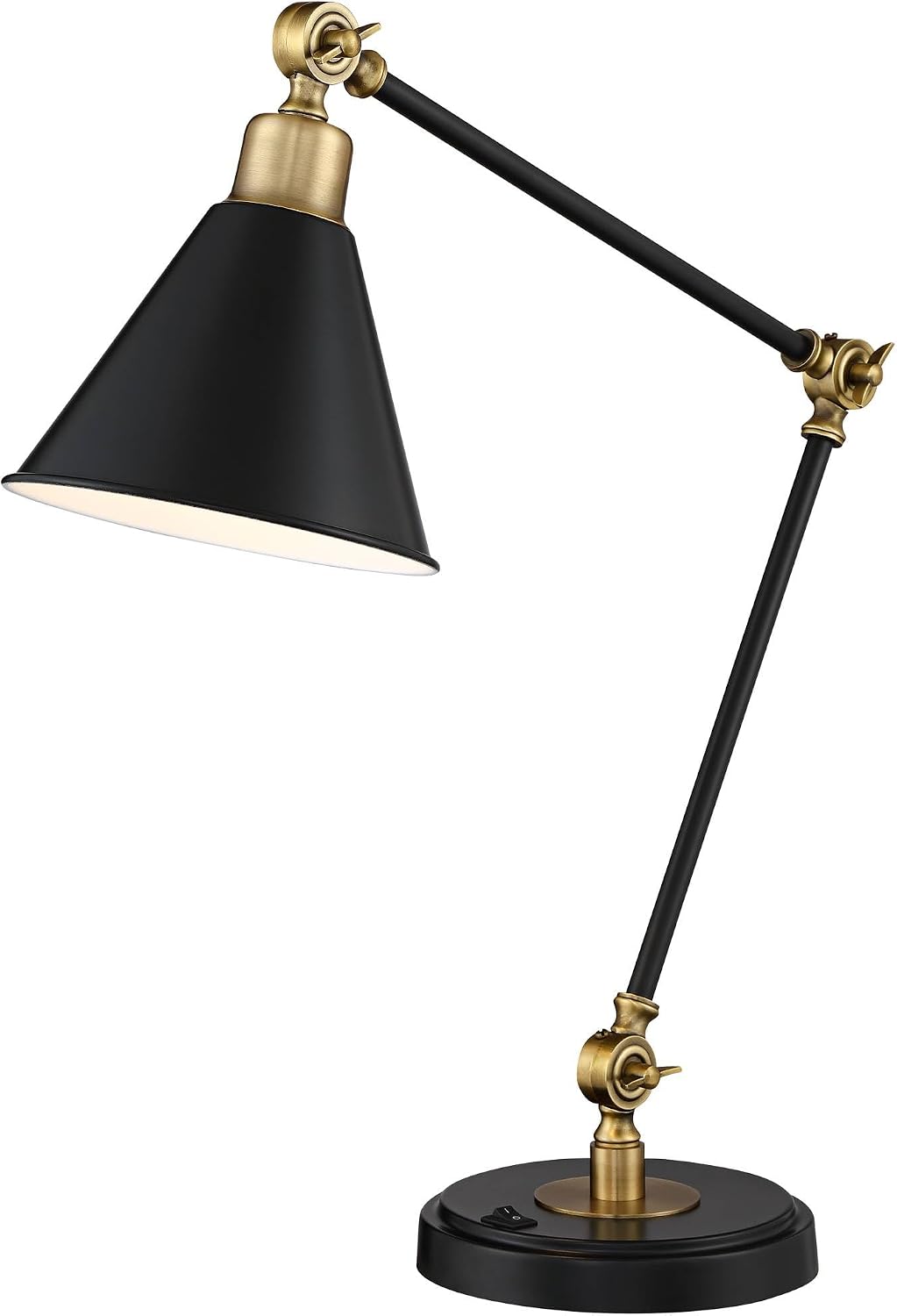 360 Lighting Wray 26 3/4" High Modern Adjustable Desk Lamp with USB Charging Ports A+C Painted Black Brass Metal Cone Shade for Living…