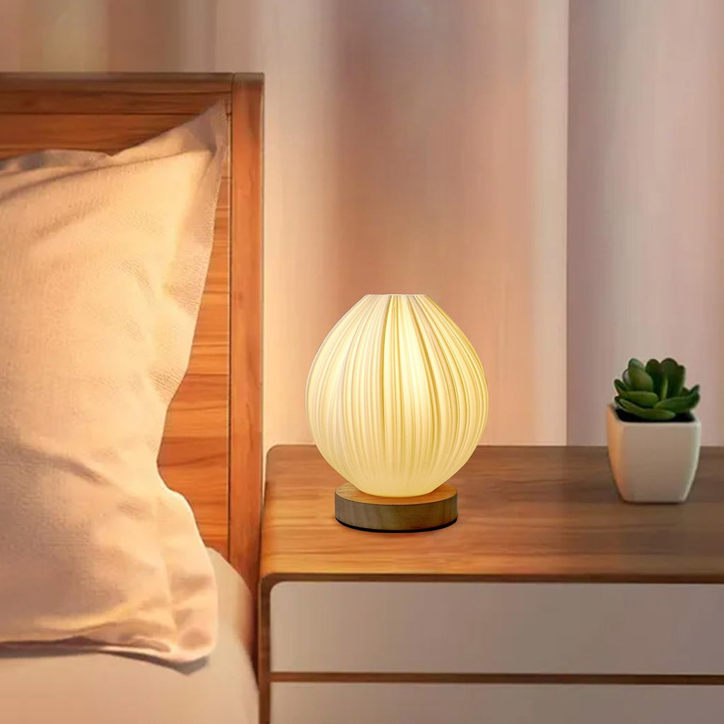 Zenply Novelty Small Table Lamp for Bedroom & Living Room, Vintage Style Striped Night Light, Mini Bedside Lamp for Small Spaces & Kids…