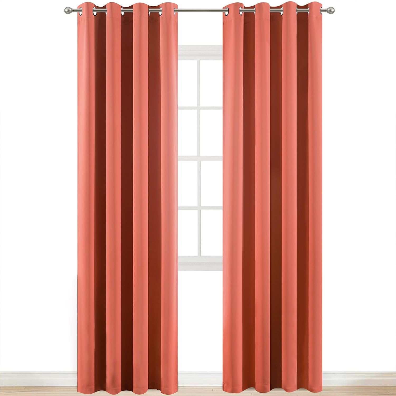 Yakamok Blackout Curtains 84 Inches Long Coral Room Darkening Thermal Insulated Solid Grommet Top Window Treatment Drapes Curtain for…