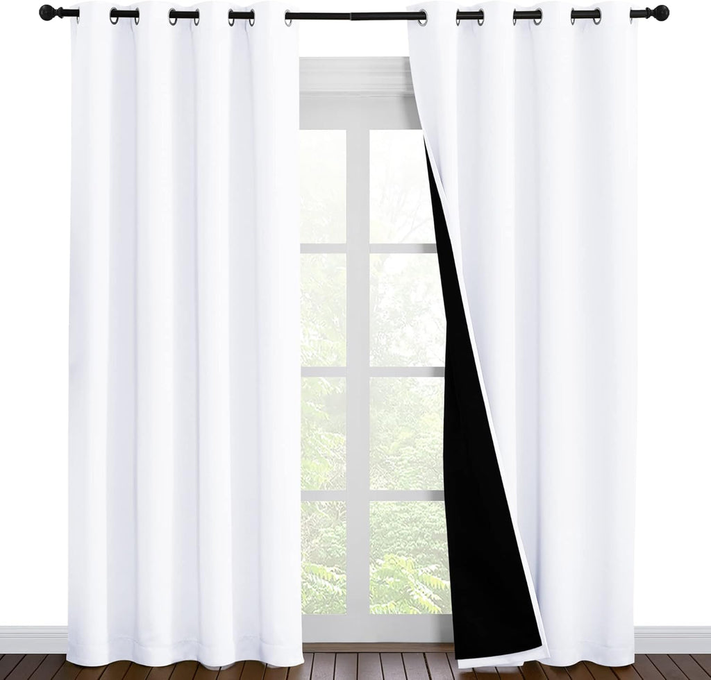 Nicetown 100% Blackout Window Curtain Panels, Cold and Full Light Blocking Drapes with Black Liner for Nursery, 86 inches Drop Thermal Insu…