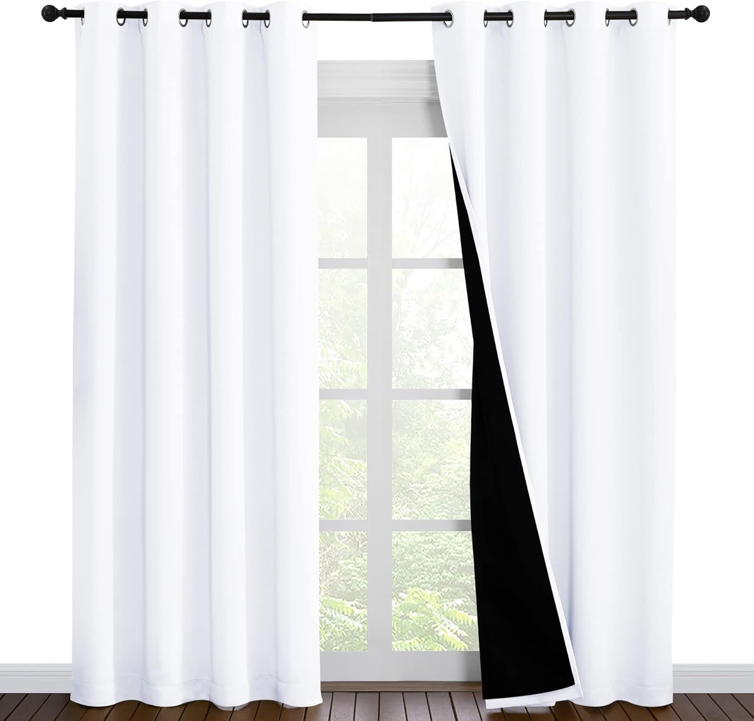 Nicetown 100% Blackout Window Curtain Panels, Cold and Full Light Blocking Drapes with Black Liner for Nursery, 86 inches Drop Thermal Insu…