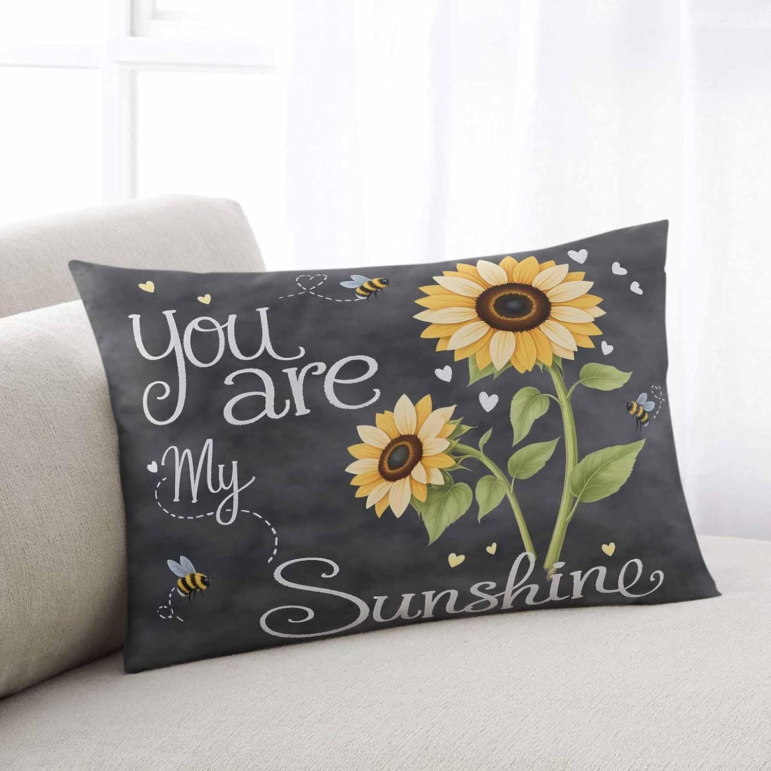 Rgaienmelw You Are My Sunshine Throw Pillow Covers Standard Size 20x26 Inches, Rectangle Decorative Pillowcase with Zipper, Yellow Sun…