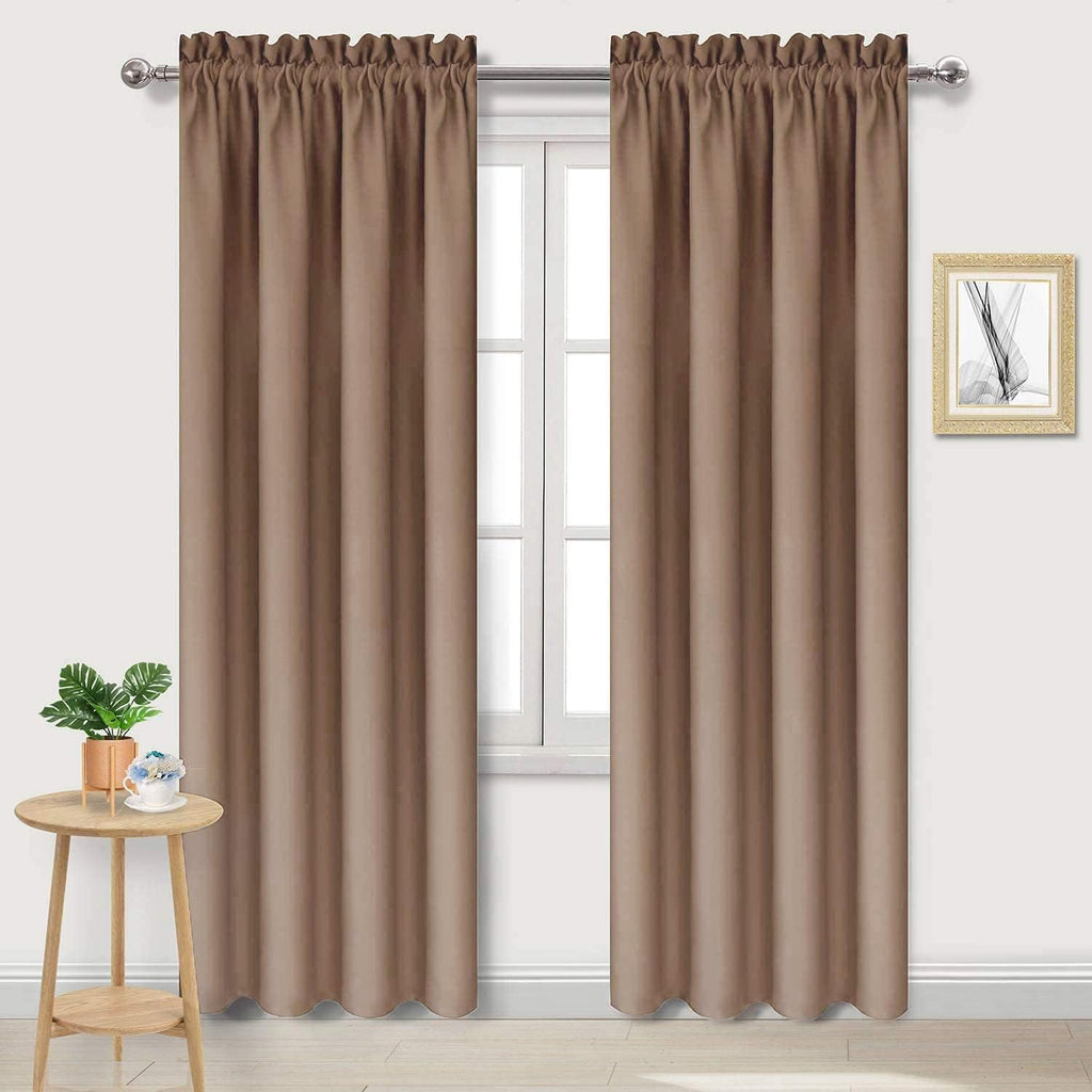Dwcn Blackout Curtains Room Darkening Thermal Insulated Bedroom Curtains Window Curtain Panels, 38 x 84 inches Long, Set of 2 Khaki Rod Poc…