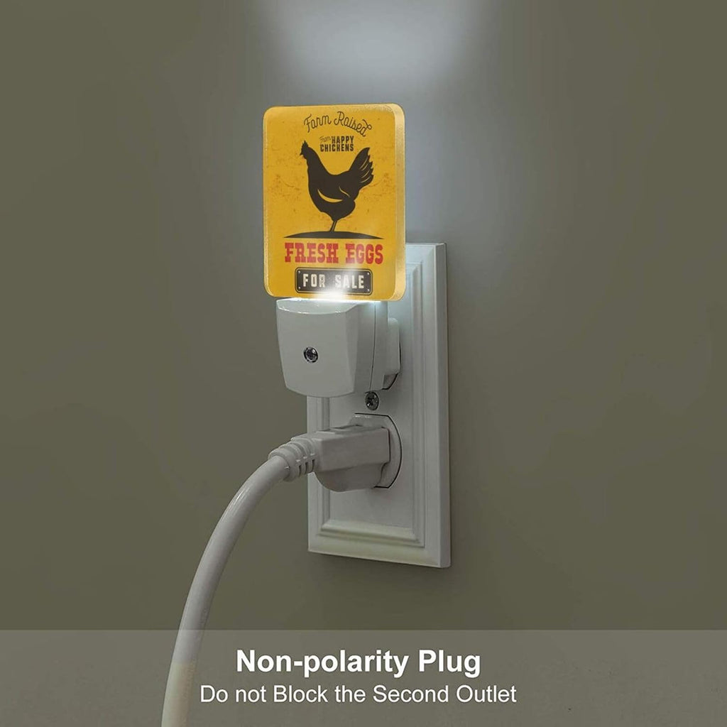 Funny Chicken Night Light, Plug Into Wall for Boys Girls Bedroom Decorative Square Night Light Lamp 0.5w Sleep Friendly