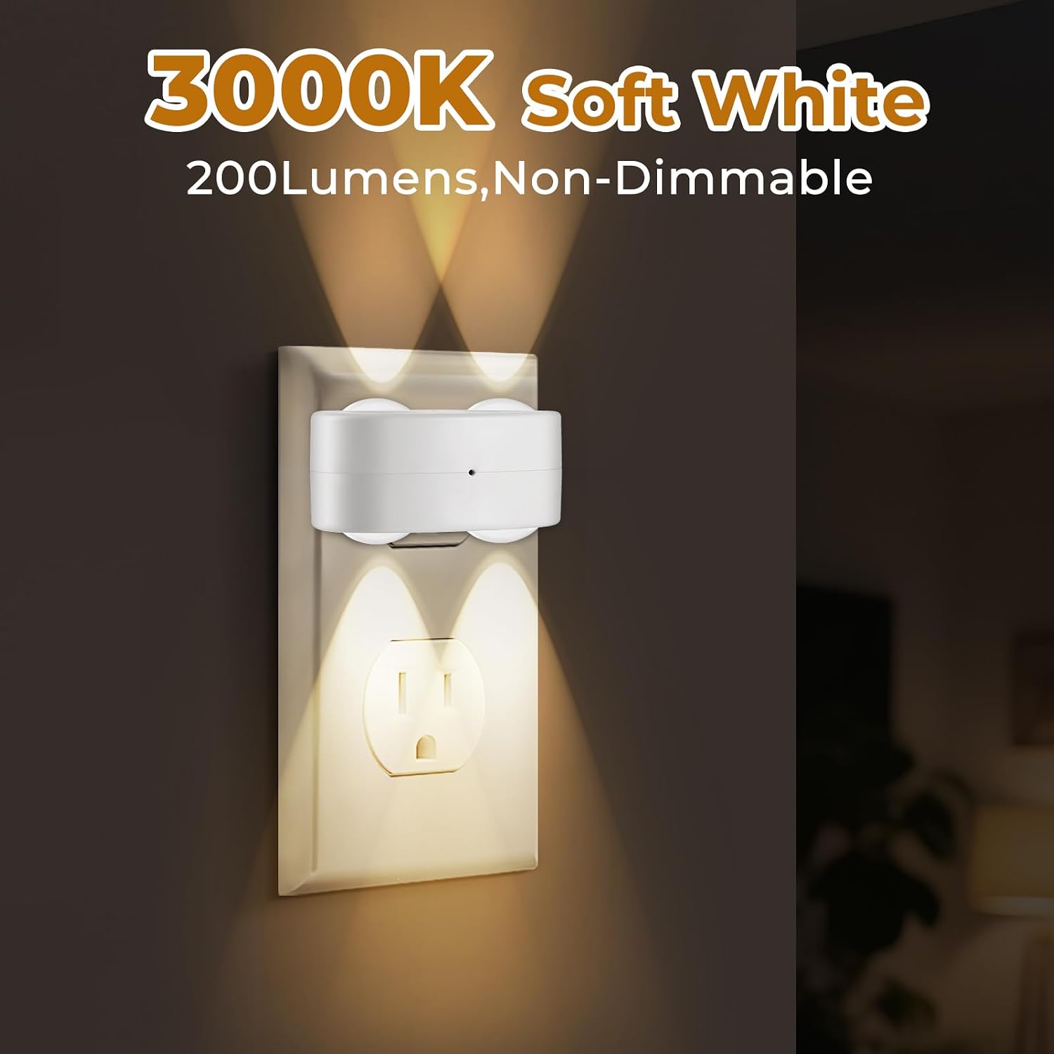 BMXKPO 4Pack LED Night Light Plug into Wall, Plug in Night Light, Dusk to Dawn Light Sensor,3000K Soft White for Hallway Bedroom Stairway
