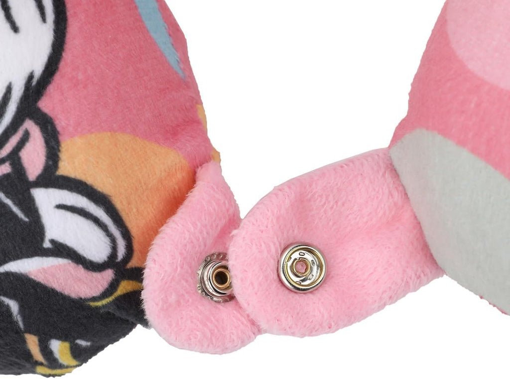 Bioworld Minnie Mouse Kids Travel Set with Neck Pillow Eye Mask and Luggage Tag - Disney Magic on the Go! Pink