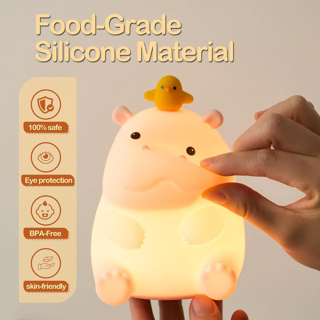 Atsuinightlight ATSUI Hippo Night Light, LED Squishy Novelty Animal Lamp, Food Grade Silicone, 2 Level Dimmable, Nursery Nightlight for Des…