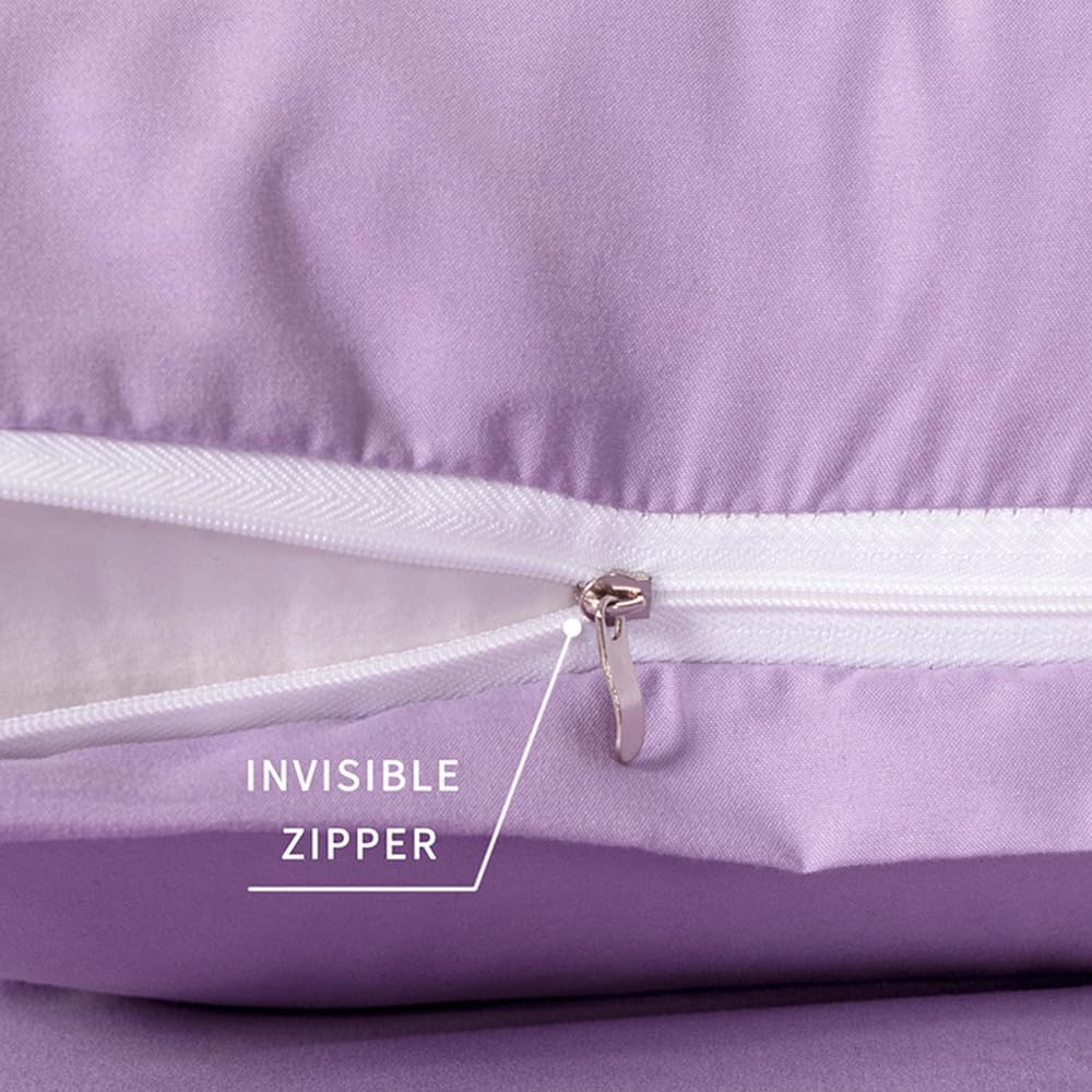 NookZuzu 2 Pack Microfiber Zipper Pillowcases, Soft Comfortable Not Shrink Purple Pillow Case, Standard Pillow Cases Set of 2 (20x26 Inches…