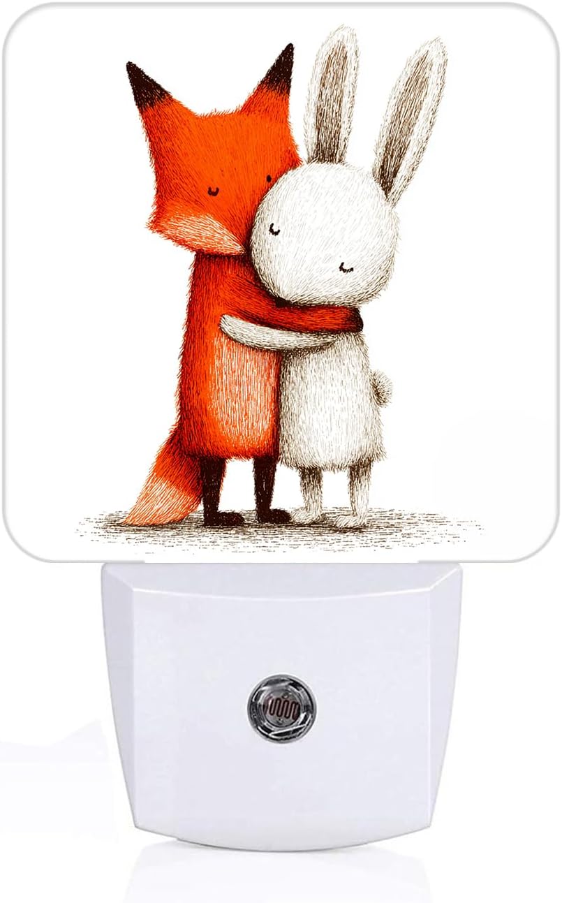 Fox and Hare Night Light, Plug-in Nightlights Auto Sensor Night Lamp Dusk-to-Dawn Lamp Home Decor for Nursery Children Girls Boys