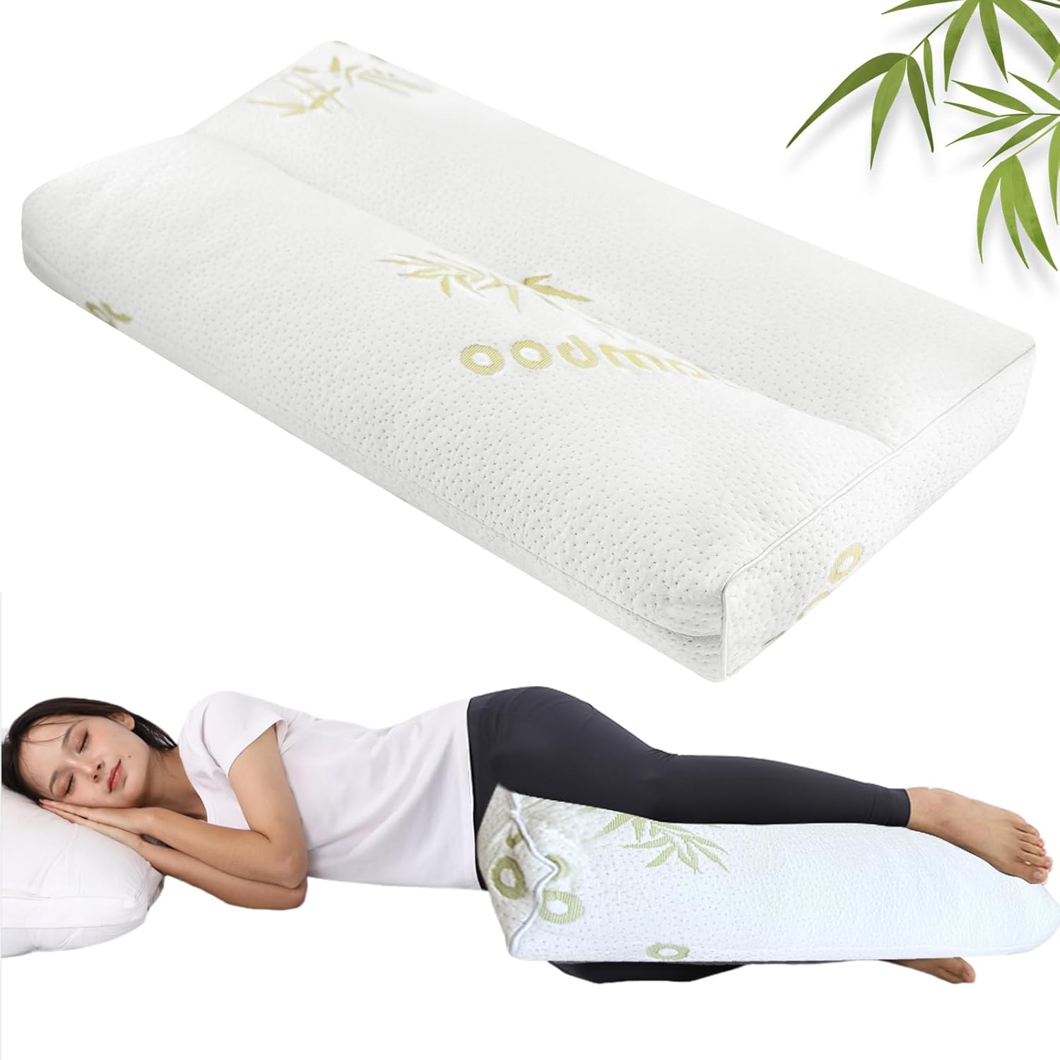 MINUPWELL Knee Pillow for Side Sleepers - 3" Height Between Leg & Under Knee Pillow for Back Sleepers - with 850G 7D Fiber for Relieving…