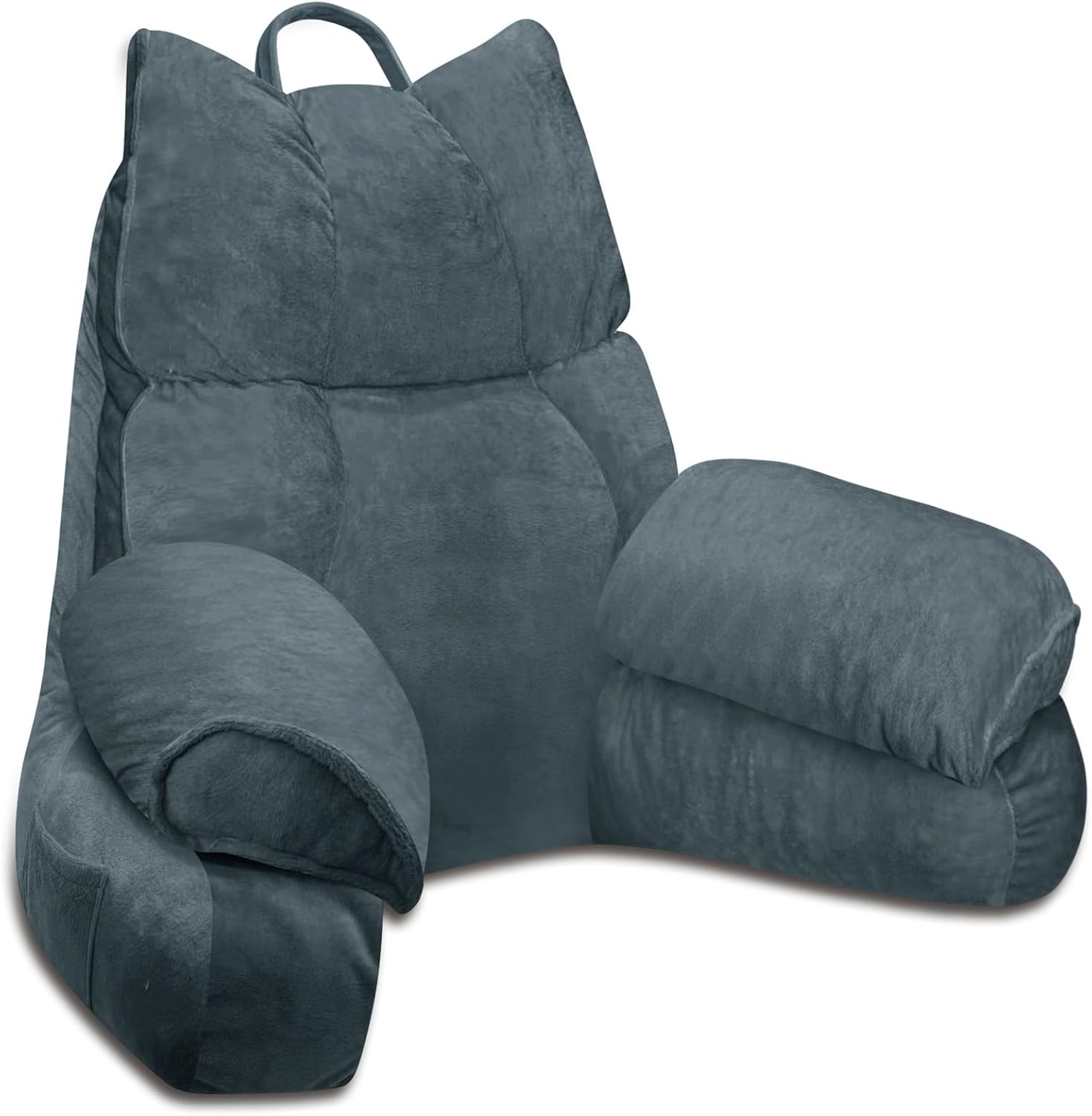 RRPAHWTV Reading Pillow for Bed with High Arm Rests, Back Support Pillow for Sitting Up in Bed with Shredded Memory Foam for Reading, TV…