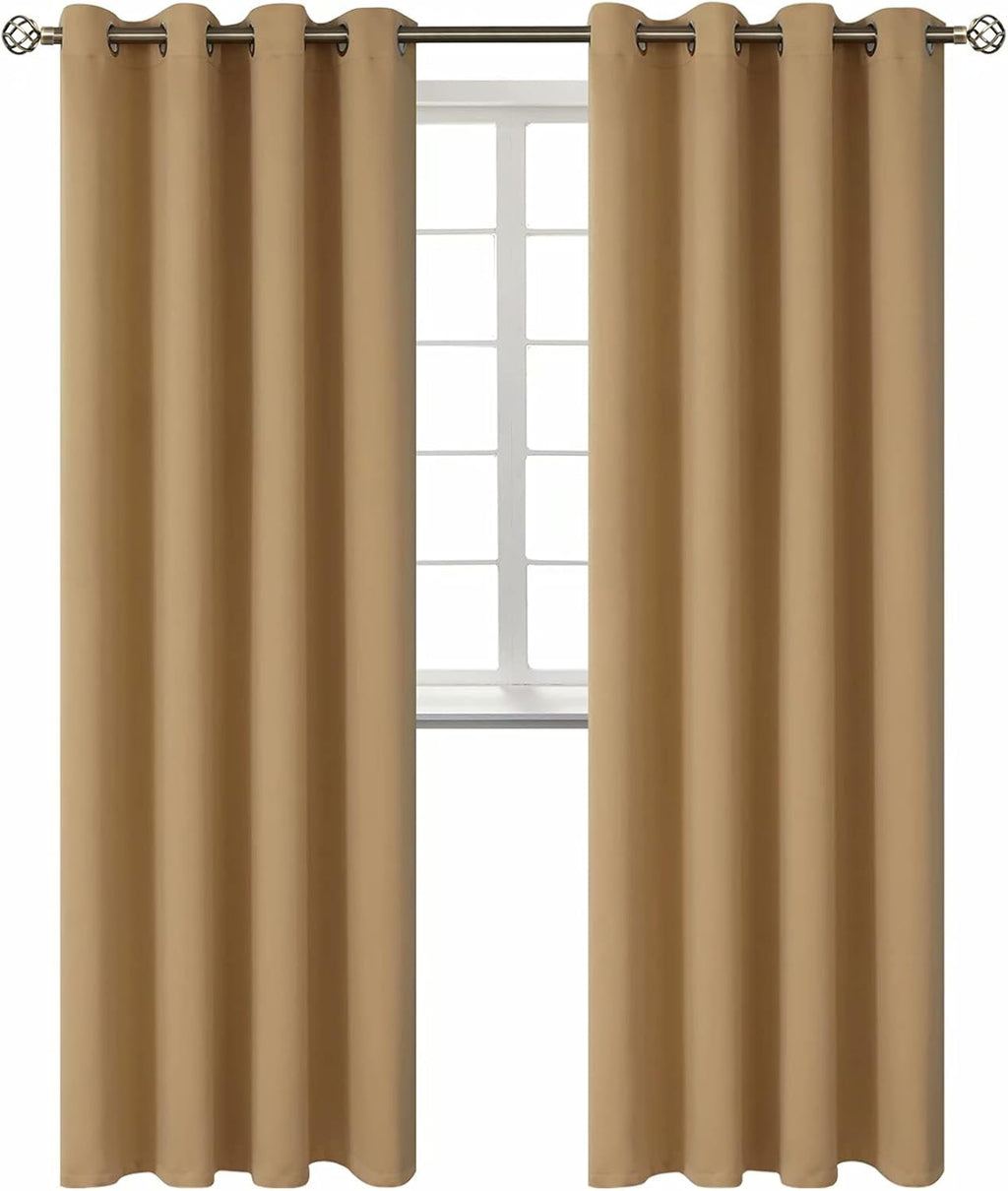 BGment Blackout Curtains for Bedroom - Grommet Thermal Insulated Room Darkening Curtains for Living Room, Set of 2 Panels (52 x 95 Inch, Kh…