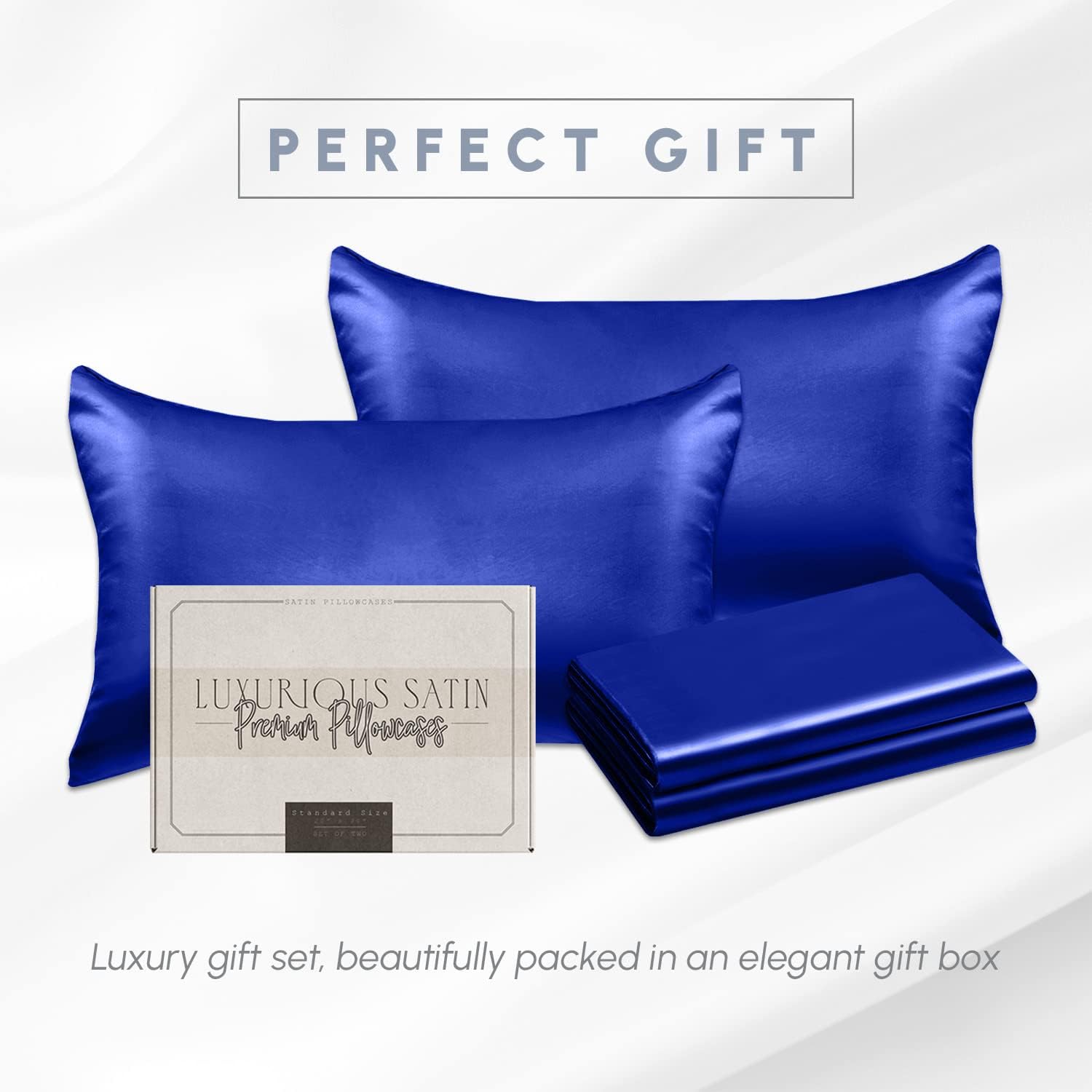 Elegantcomfort Elegant Comfort 4-Pack Standard/Queen Satin Pillowcase Set with Hidden Zipper Closure, Silky Smooth for Hair and fabric…