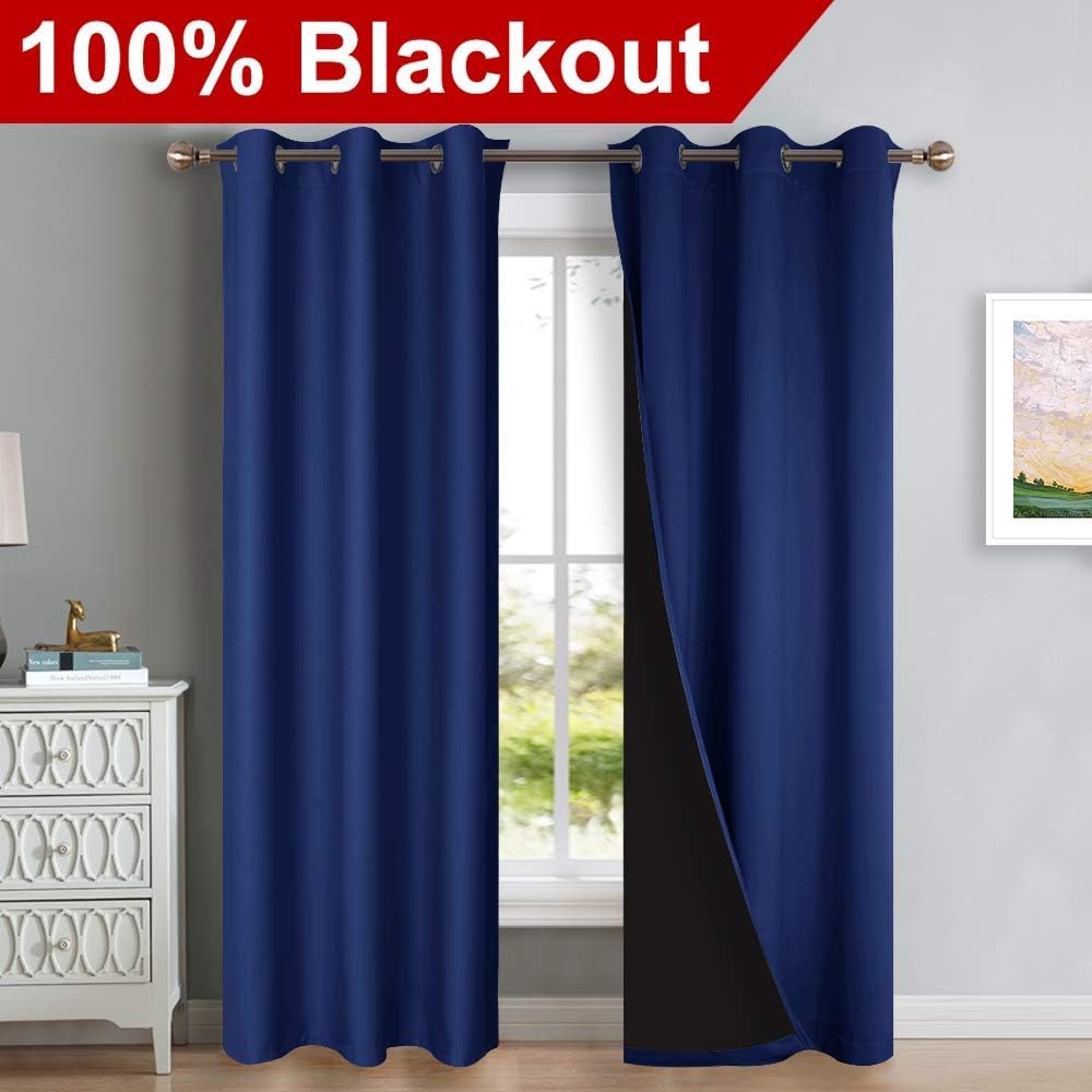 Nicetown Complete 100% Blackout Curtains, Thermal Insulated & Energy Efficiency Window Draperies for Guest Room, Full Shading Panels for Sh…