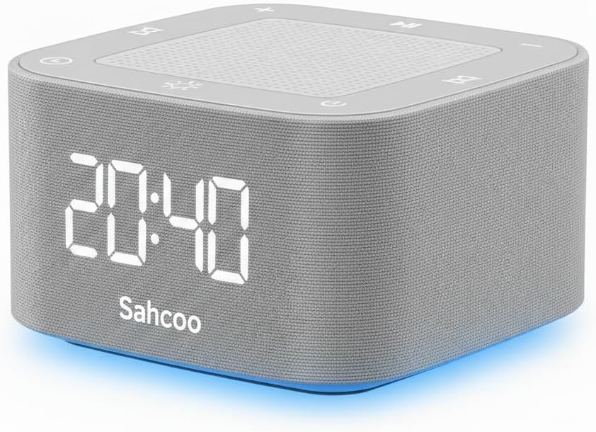 Sahcoo [ 3 in 1] White Noise Sound Machine for Sleeping, Bluetooth Speaker, Alarm Clock, Non-Looping Natural Soothing Sounds Sleep A…