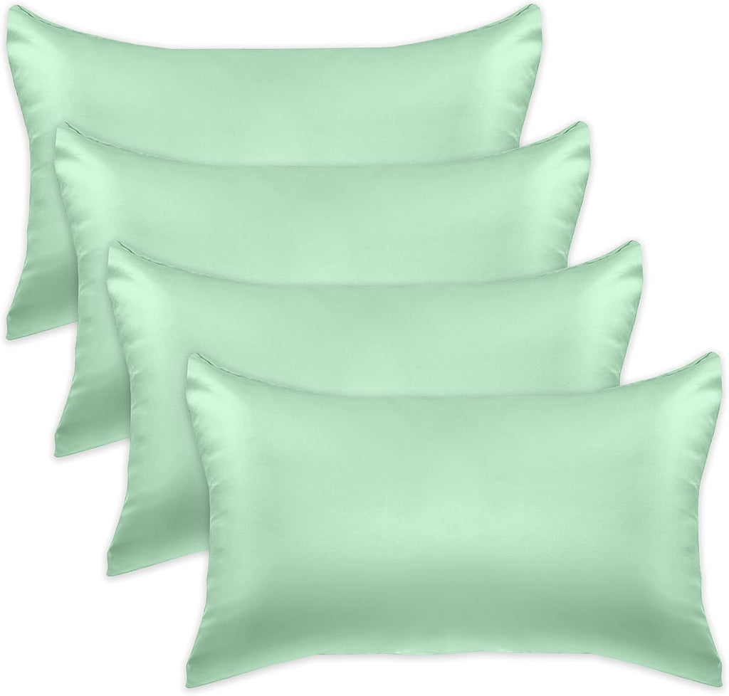 Elegantcomfort Elegant Comfort 4-Pack Cooling Viscose Satin Pillowcase Set with Hidden Zipper Closure, Silky Smooth for Hair and fabric…
