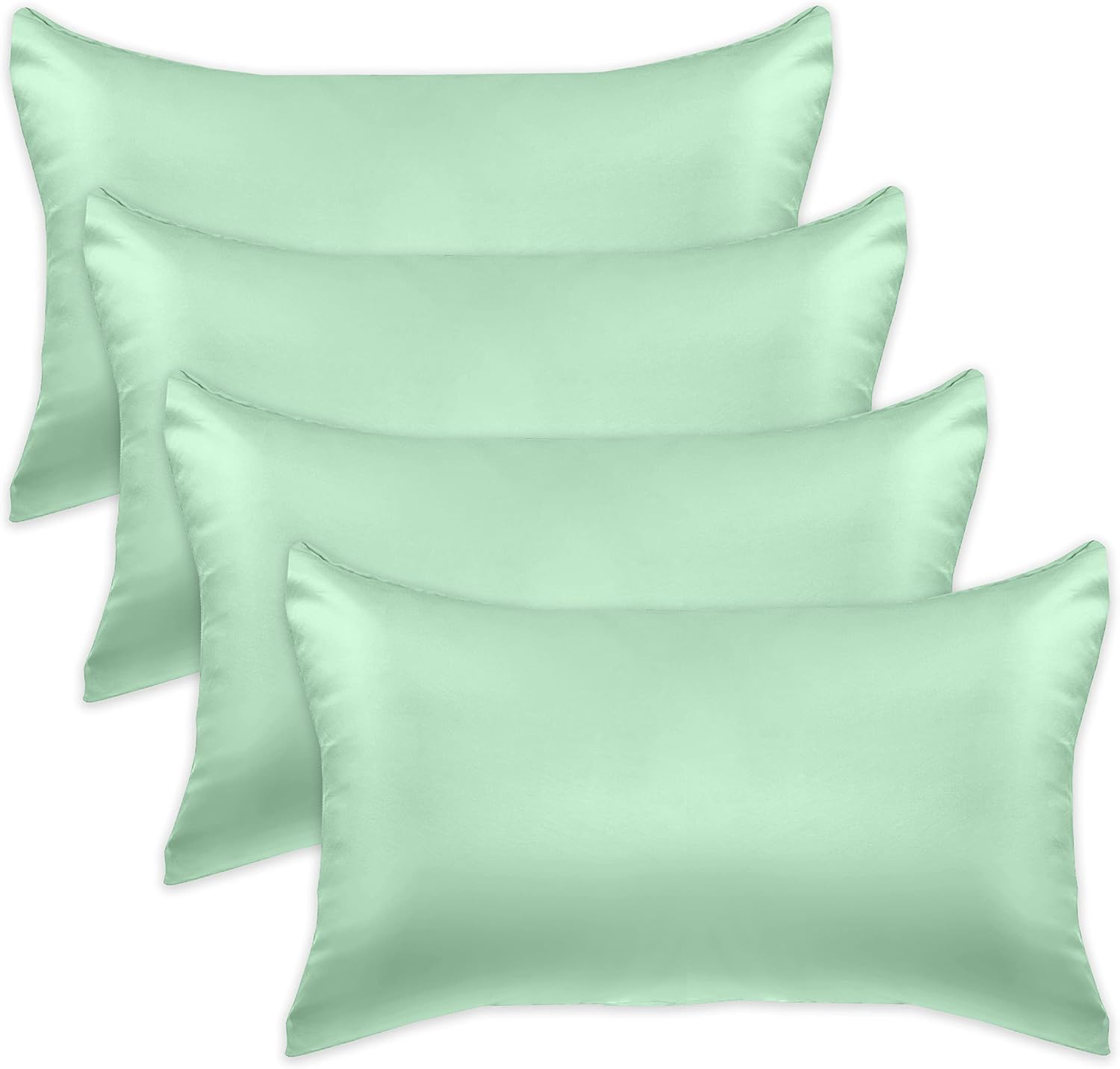 Elegantcomfort Elegant Comfort 4-Pack Cooling Viscose Satin Pillowcase Set with Hidden Zipper Closure, Silky Smooth for Hair and fabric…