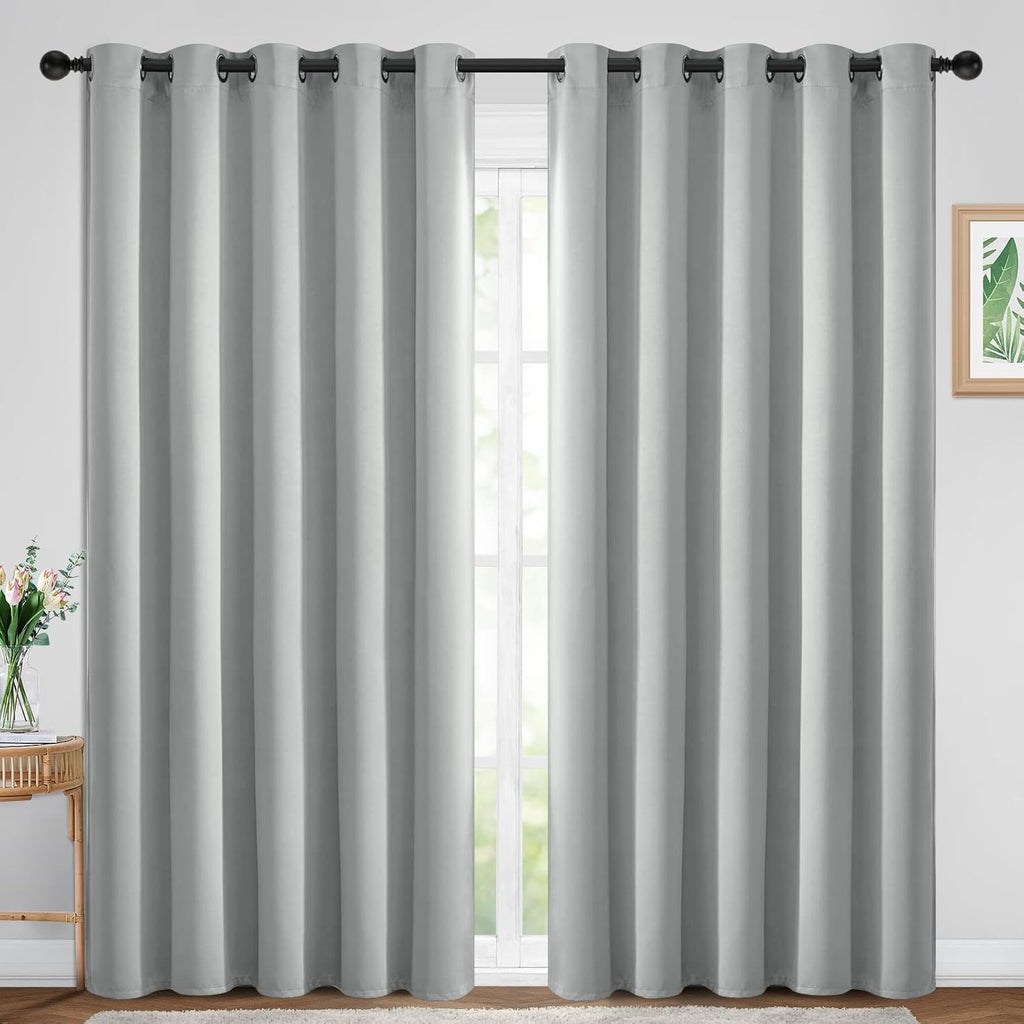 Yakamok Blackout Curtains Room Darkening Thermal Insulated Window Panels, Solid Grommet Top Drapes for Bedroom/Living Room(70Wx84L, Light…