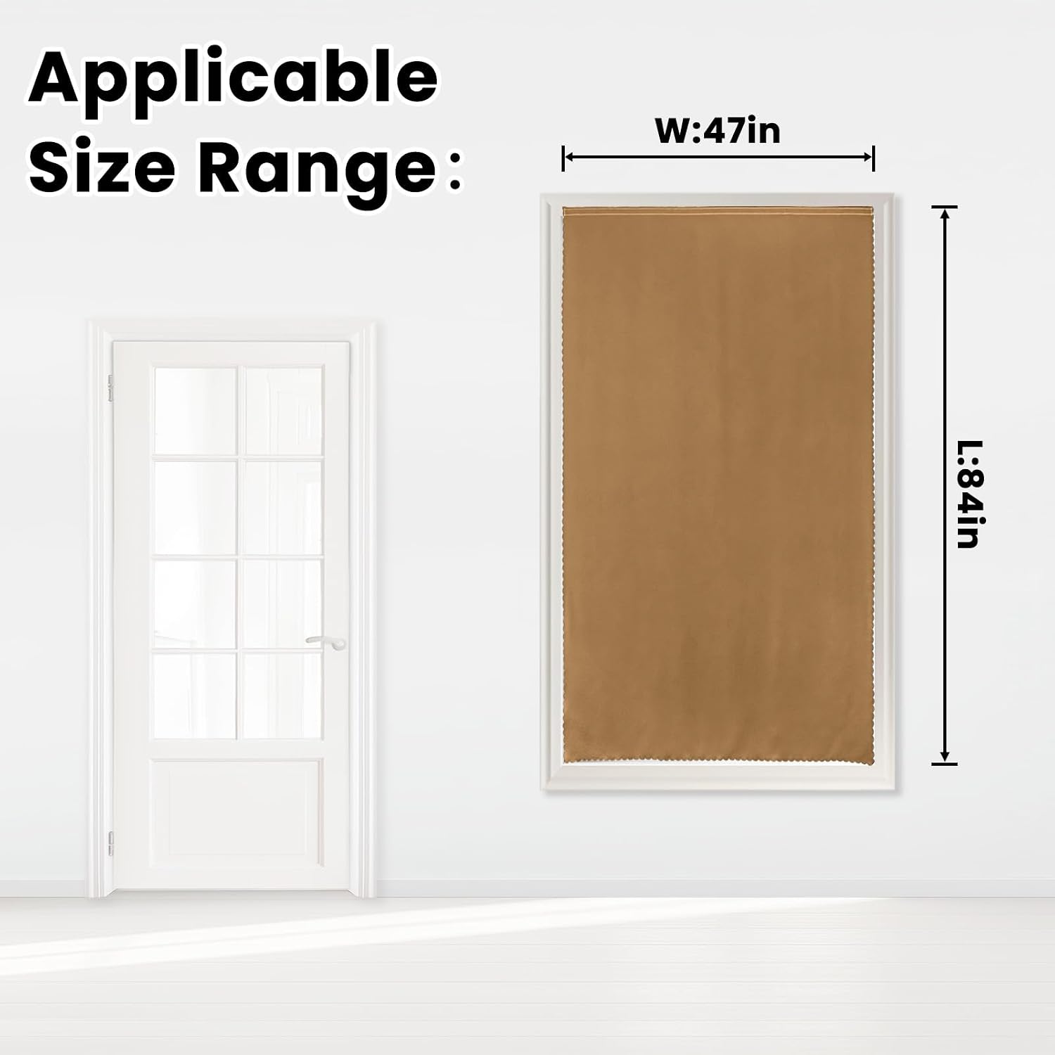 Self Adhesive Curtains, Stick Curtain Blackout Shades Window Cover Curtains for Living Room No Drilling, 47" W X 84" L, Brown, 1 Panel