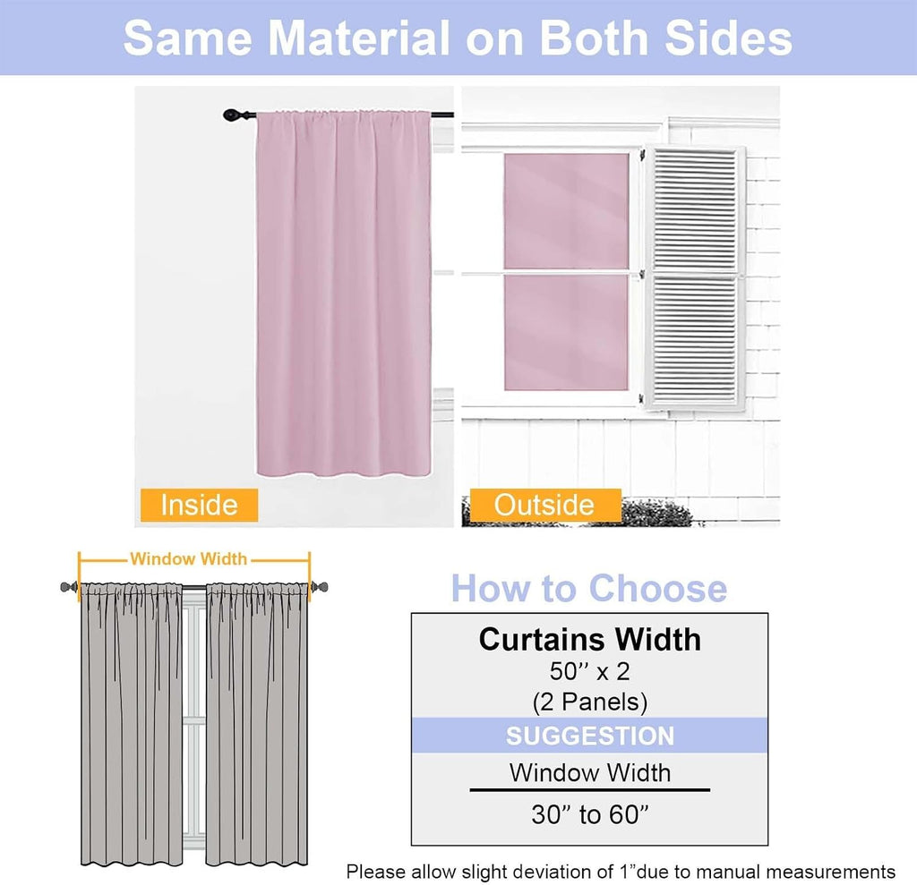 Simplebrand Ava Pink Blackout Curtains for Bedroom 84 Inch Length 2 Panels Set, Solid Thermal Insulated Privacy Nursery Window Treatment Cu…