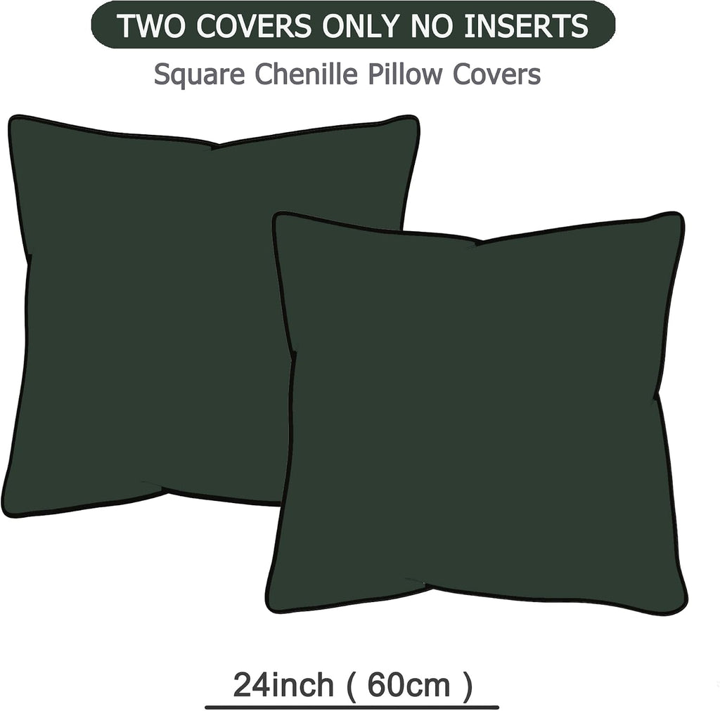 Gawamay Set of 2 Soft Textured Chenille Throw Pillow Covers 24x24 Inch (60x60 CM), Decorative Pillowcases Cushion Covers for Farmhouse Home…