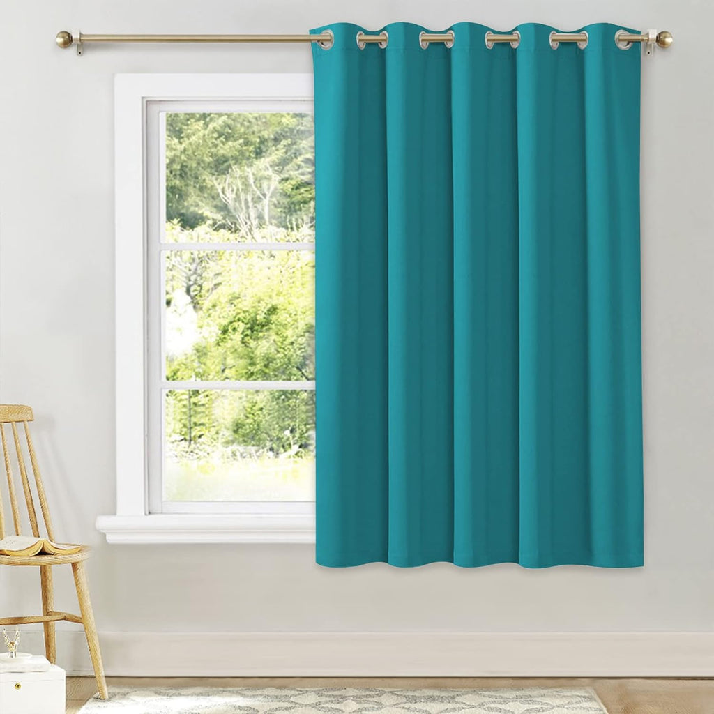 NICETOWN Room Darkening Curtains for Bedroom, Peacock Teal Thermal Insulated Drapes 63 inches Long for Small Shack Window (1 Panel, 70"…